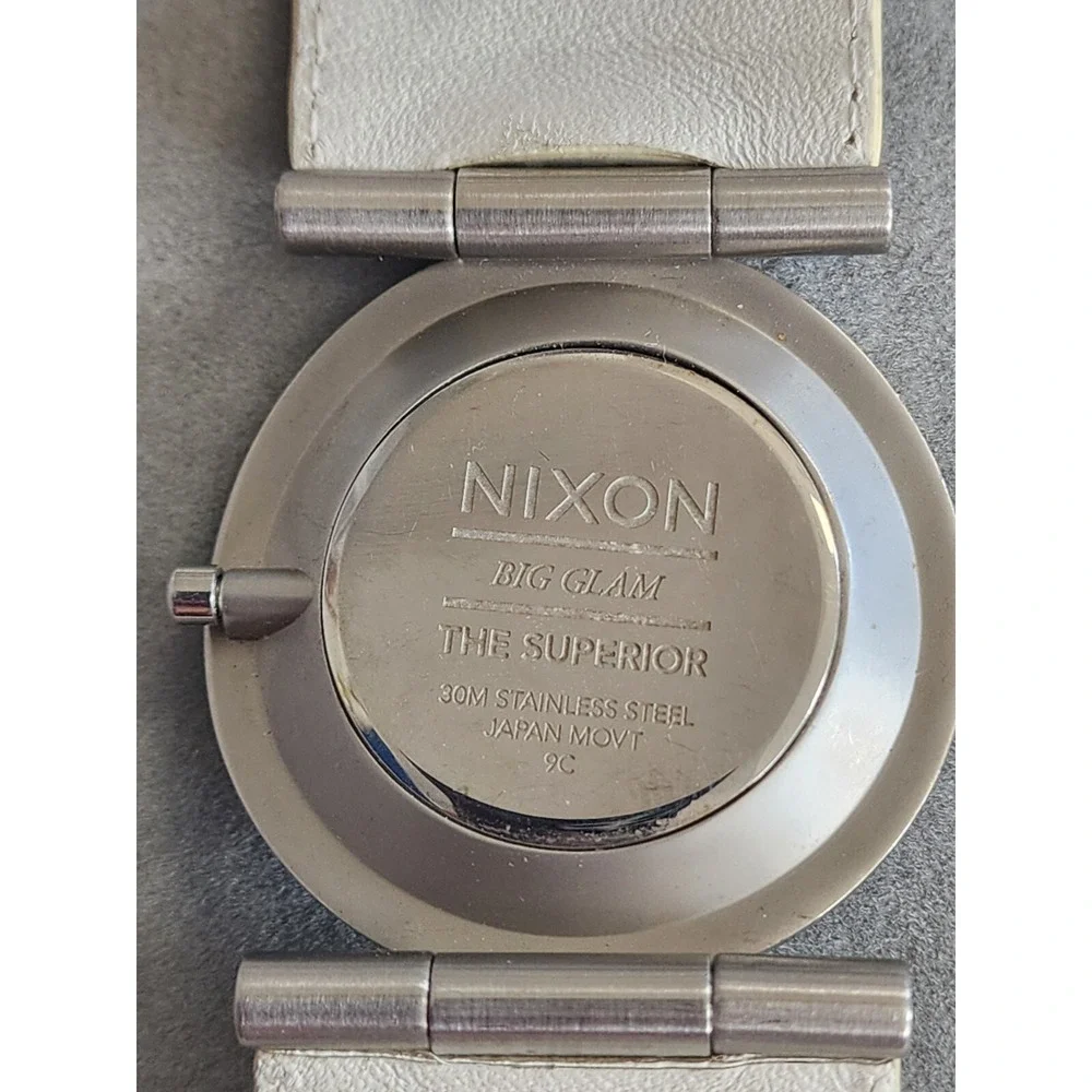 NIXON Big Glam The Superior Round Dial Leather Band Oversized Watch FREE $HIP!!
